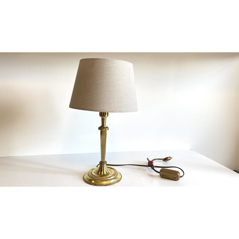 Vintage lamp in solid brass and fabric