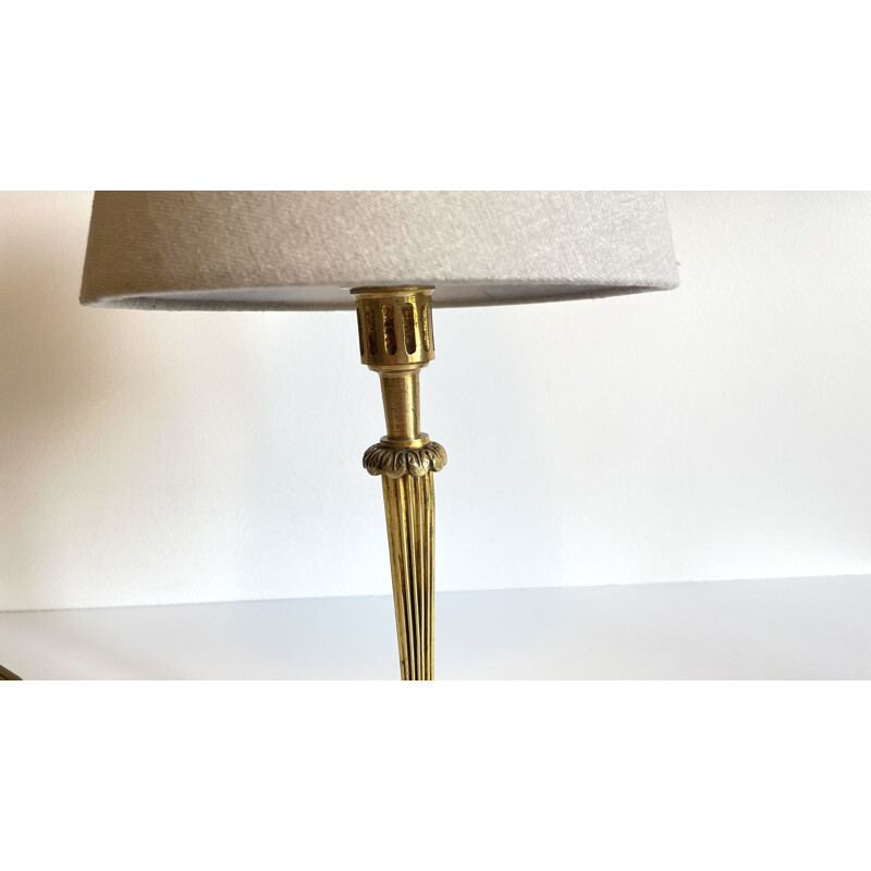 Vintage lamp in solid brass and fabric