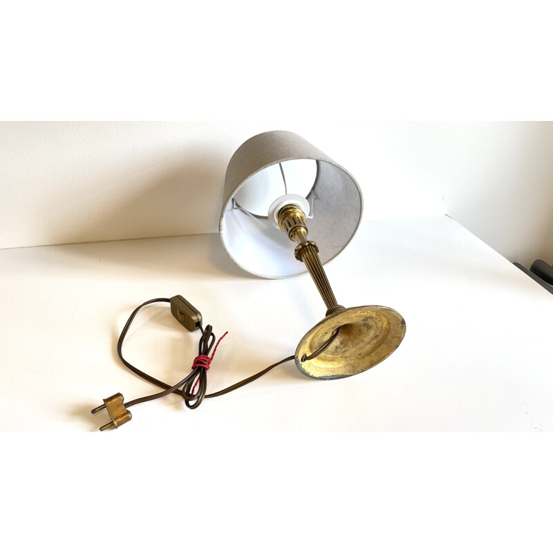 Vintage lamp in solid brass and fabric