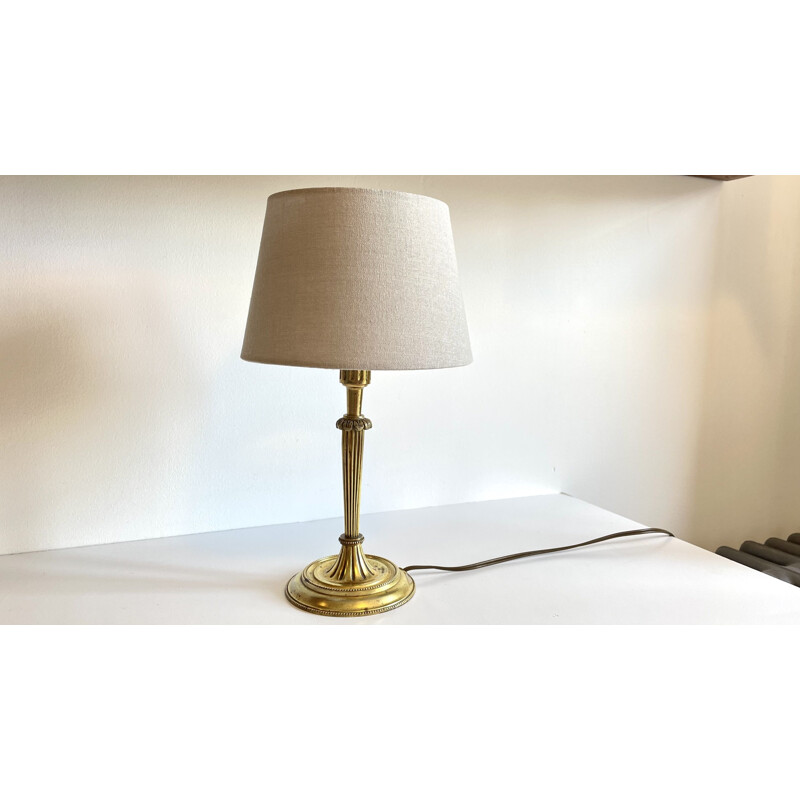 Vintage lamp in solid brass and fabric