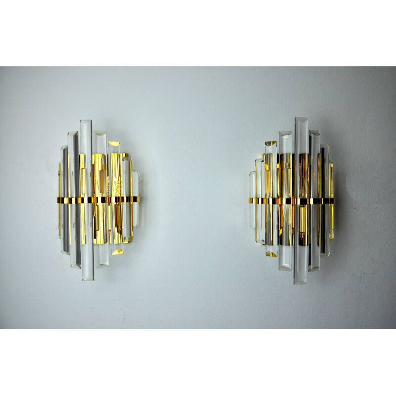 Pair of vintage Venini wall lamps, Italy 1970s