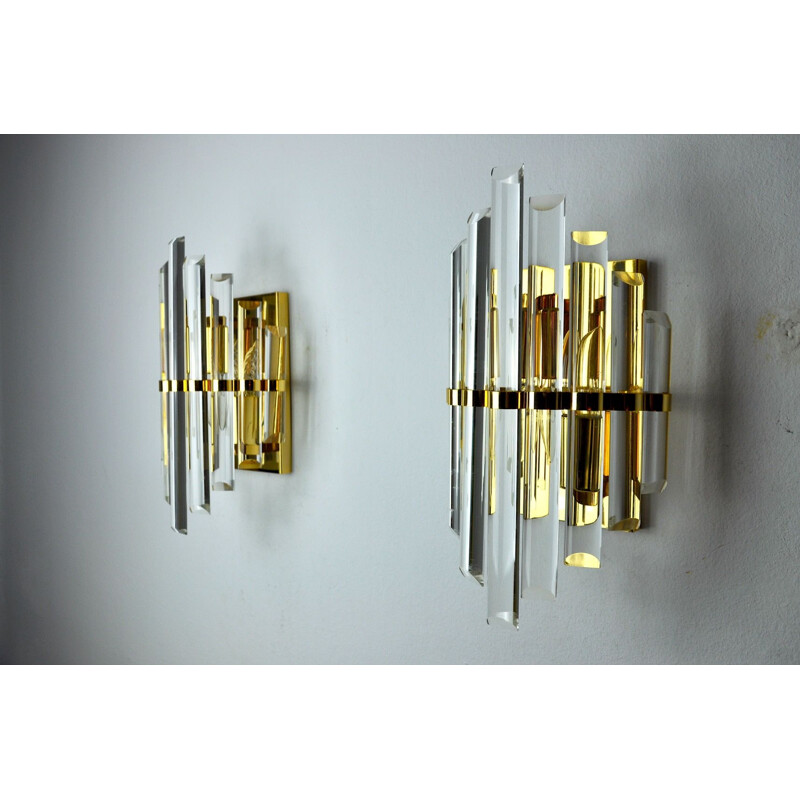 Pair of vintage Venini wall lamps, Italy 1970s