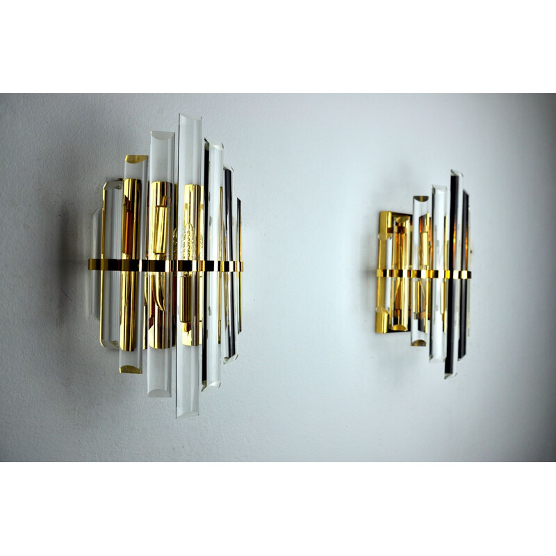 Pair of vintage Venini wall lamps, Italy 1970s