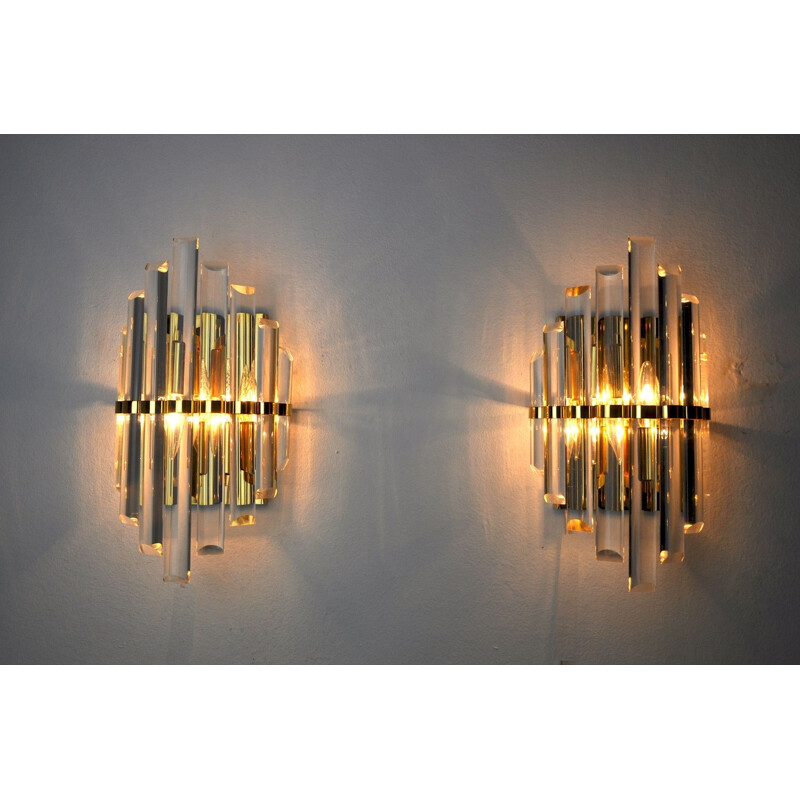 Pair of vintage Venini wall lamps, Italy 1970s