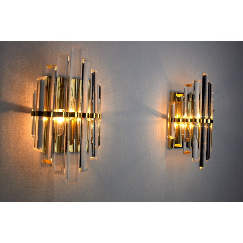 Pair of vintage Venini wall lamps, Italy 1970s