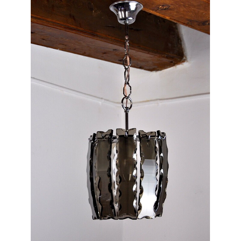 Vintage Veca chandelier in black Murano glass, Italy 1970
