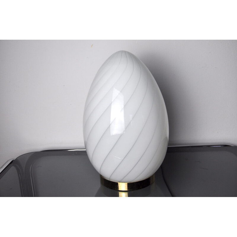 Vintage egg lamp in blown glass, Italy 1970