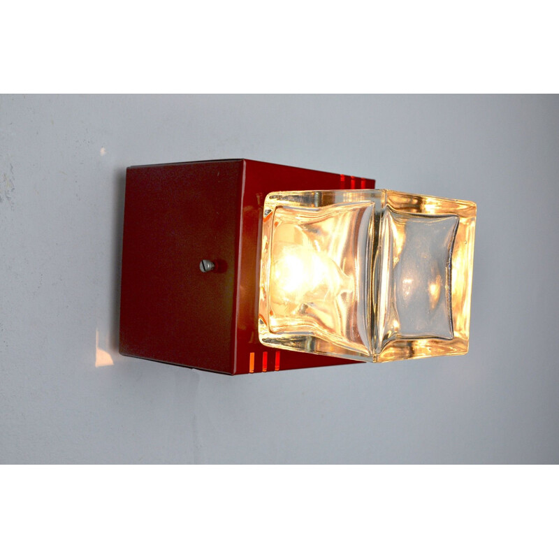 Vintage red wall lamp by Sciolari, Italy 1970