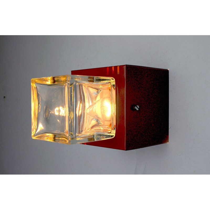 Vintage red wall lamp by Sciolari, Italy 1970