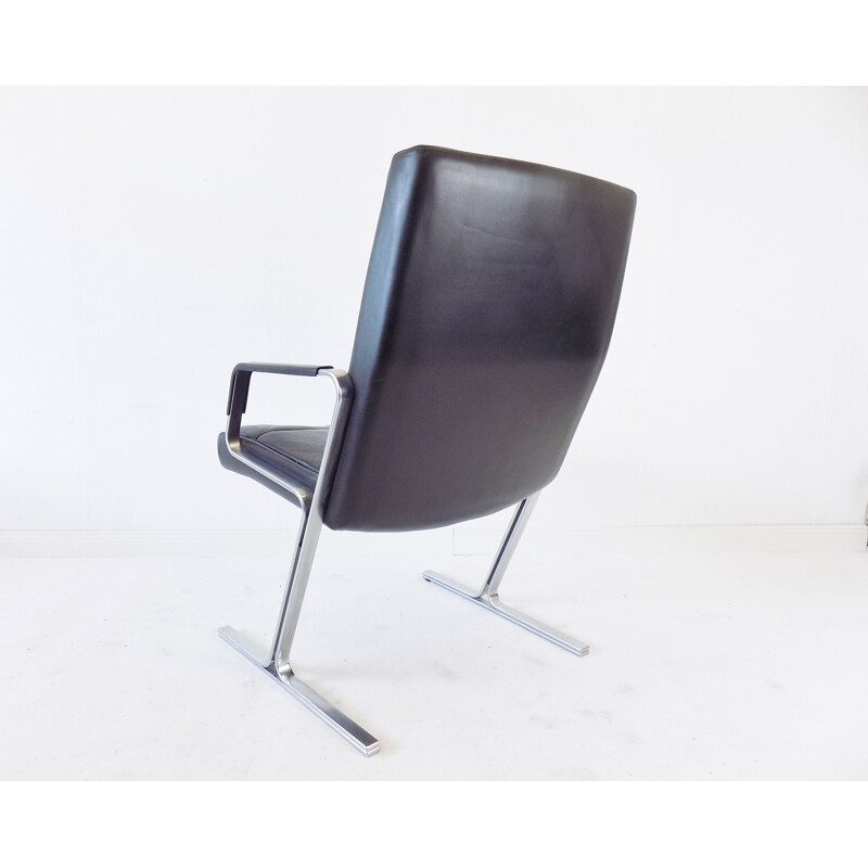 FK 711 vintage fauteuil in zwart leer van Preben Fabricius