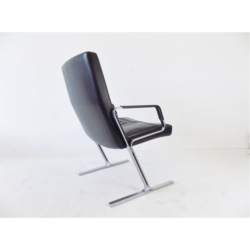 Vintage Sessel FK 711 in schwarzem Leder von Preben Fabricius