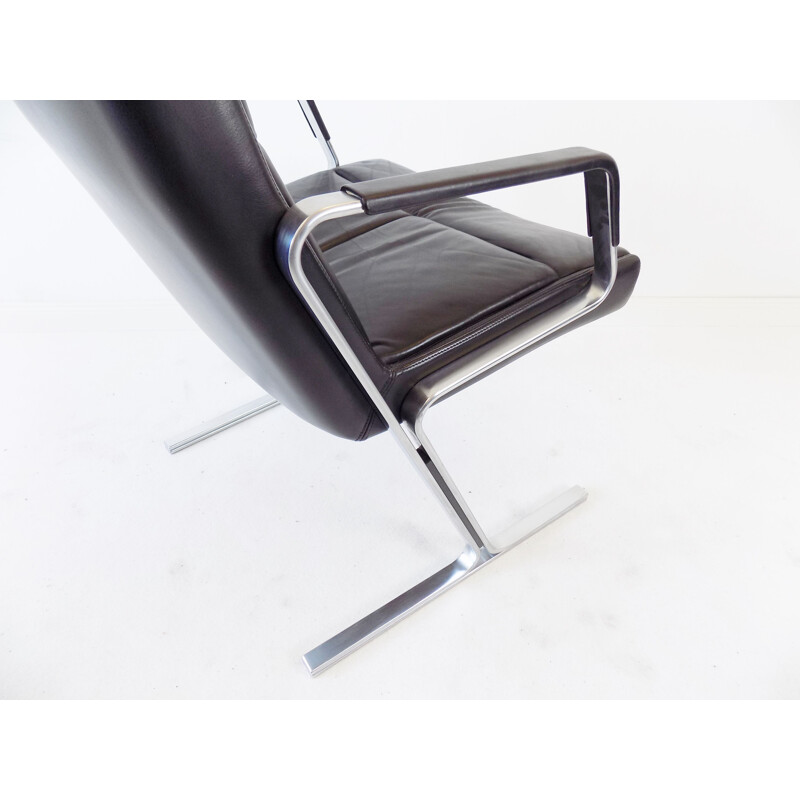 FK 711 vintage fauteuil in zwart leer van Preben Fabricius