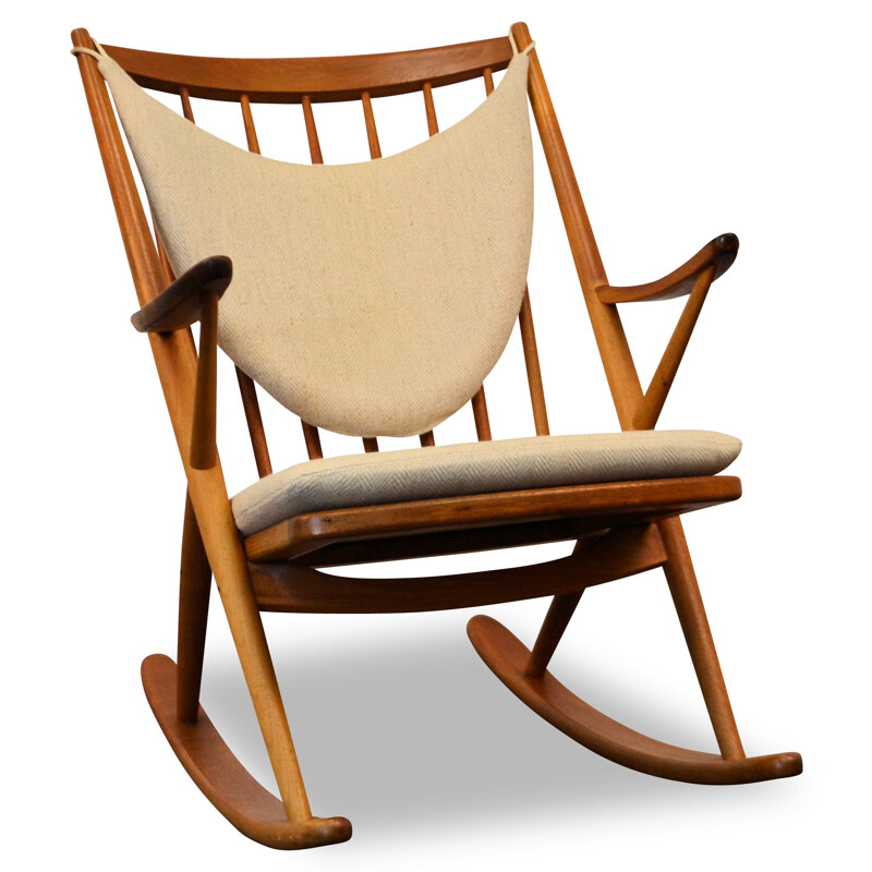 Danish Bramin rocking chair in oak and teak, Frank REENSKAUG - 1950s