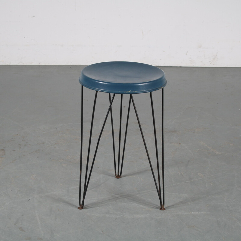 Vintage hairpin stool by Tjerk Reijenga for Pilastro, Netherlands 1950s