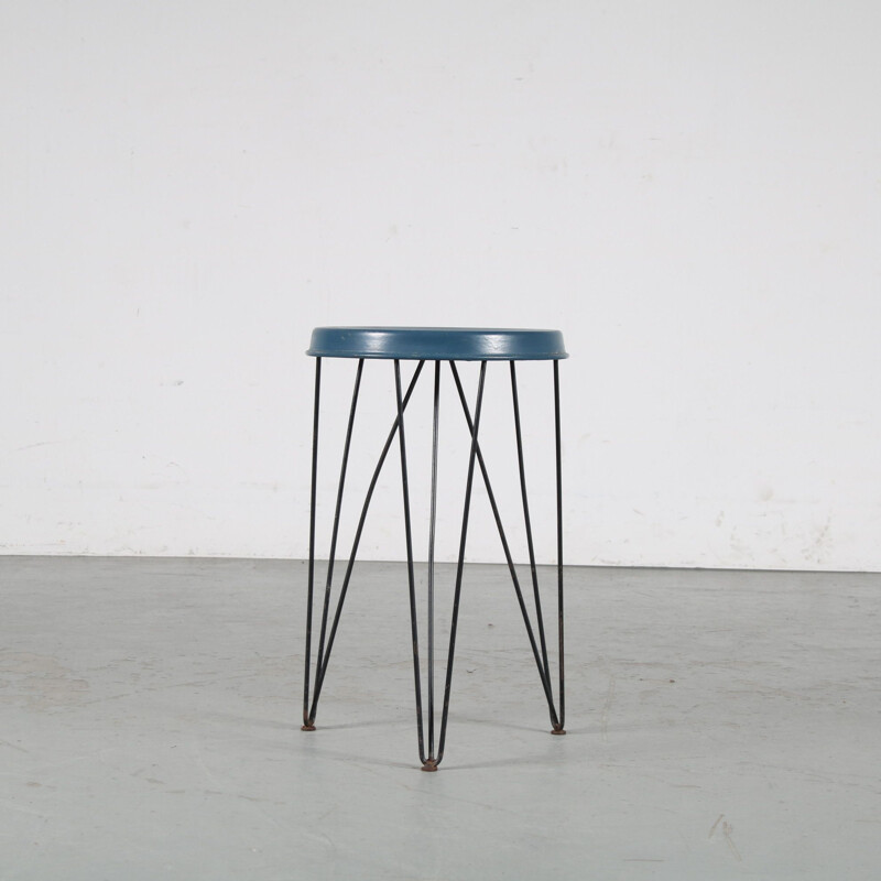 Vintage hairpin stool by Tjerk Reijenga for Pilastro, Netherlands 1950s