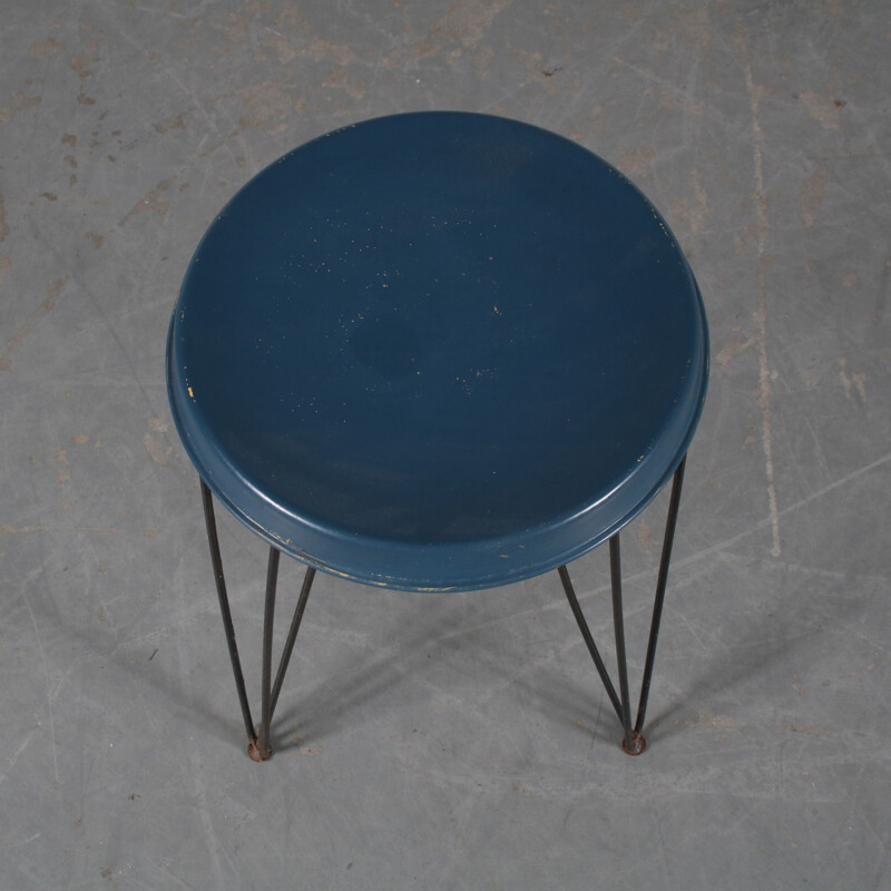 Vintage hairpin stool by Tjerk Reijenga for Pilastro, Netherlands 1950s