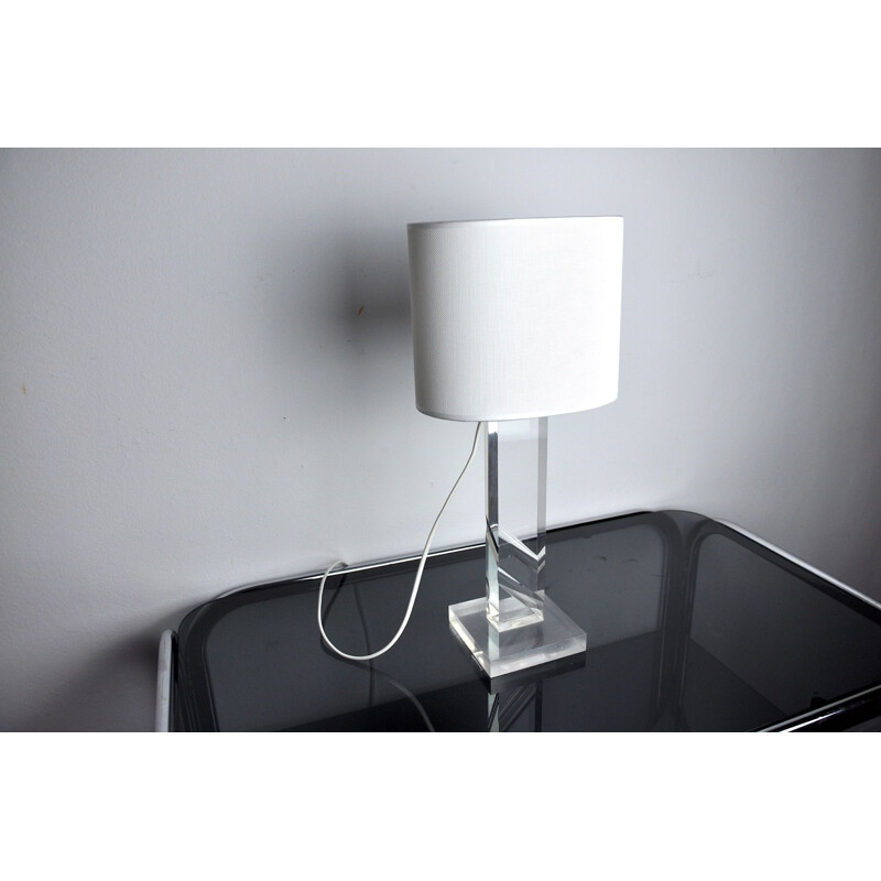 Vintage methacrylate table lamp, France 1980