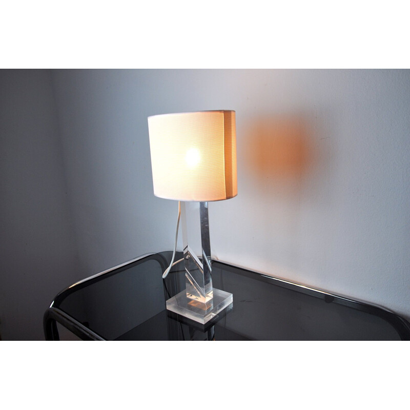 Vintage methacrylate table lamp, France 1980