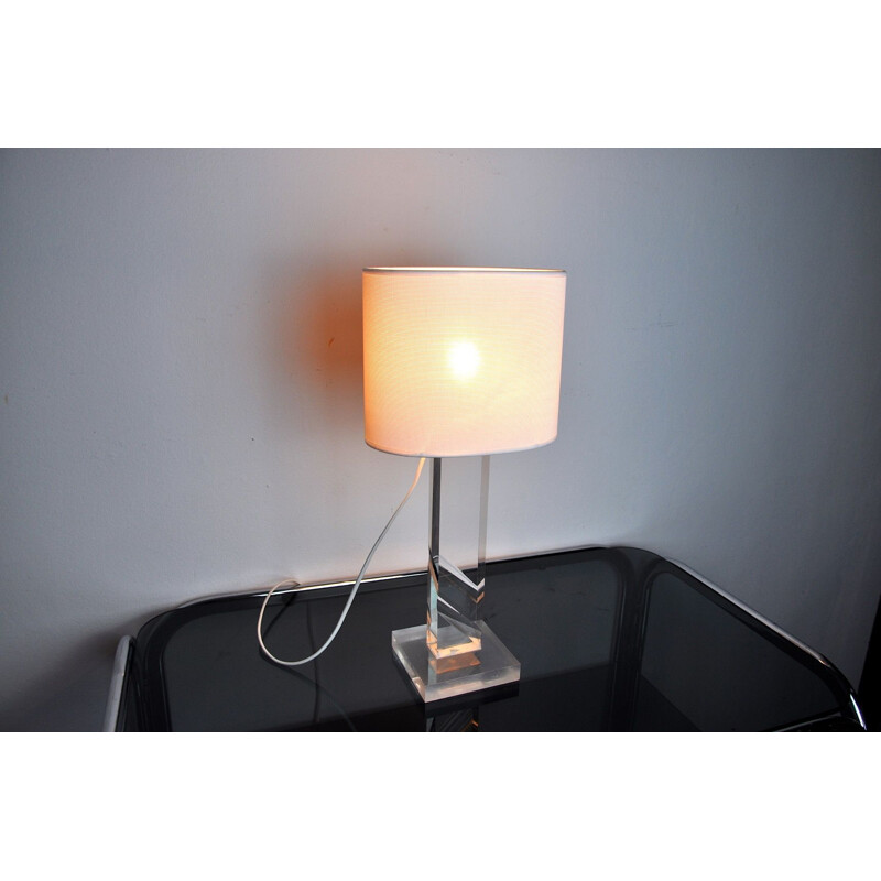 Vintage methacrylate table lamp, France 1980