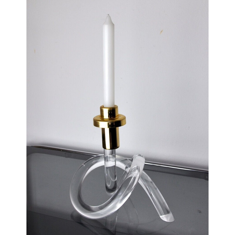 Vintage candlestick with brass stand by Elaine Bscheider for Dorothy Thorpe, 1970