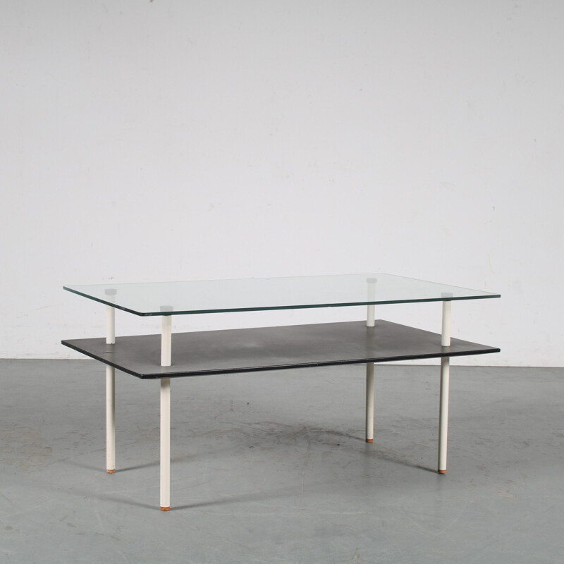 Mid century glass coffee table by De Wit, Netherlands 1950s