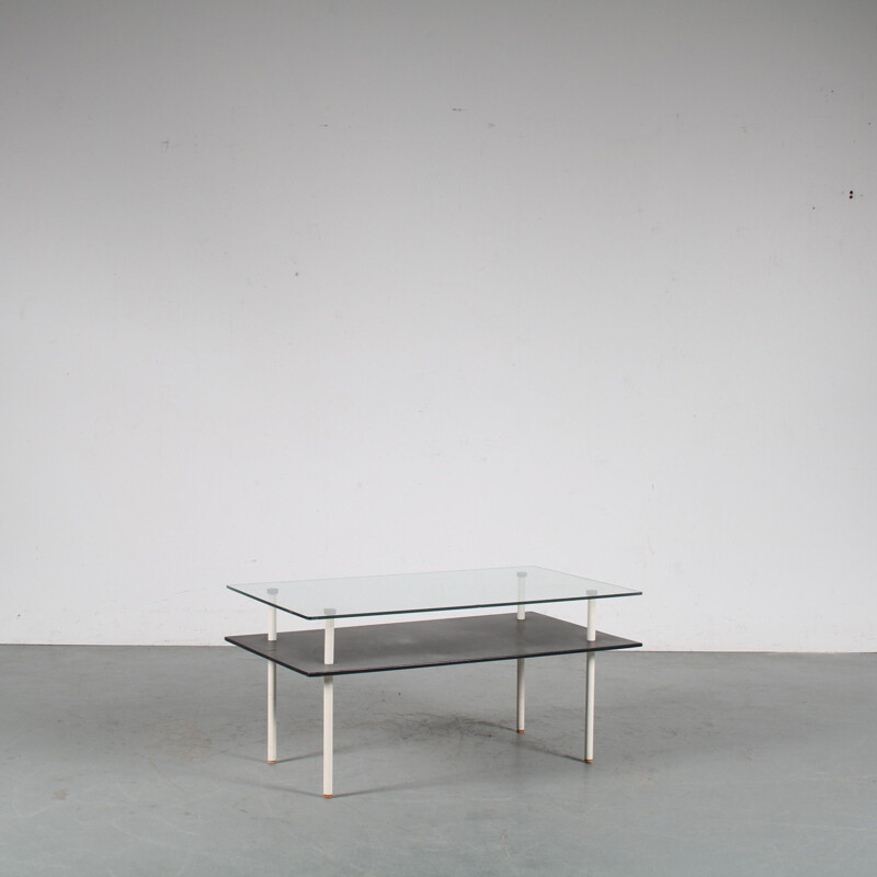 Mid century glass coffee table by De Wit, Netherlands 1950s