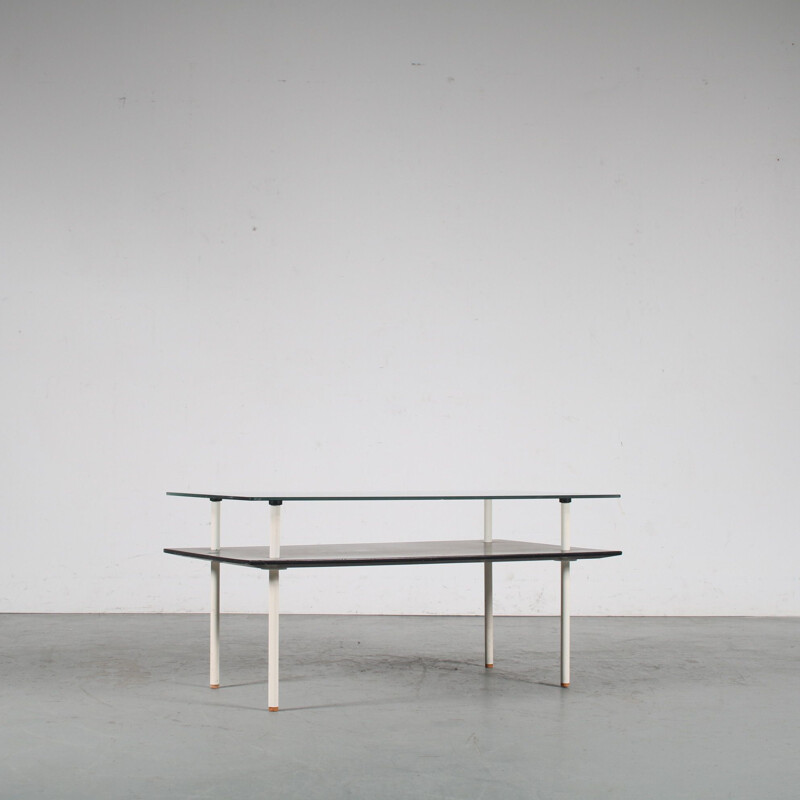 Mid century glass coffee table by De Wit, Netherlands 1950s