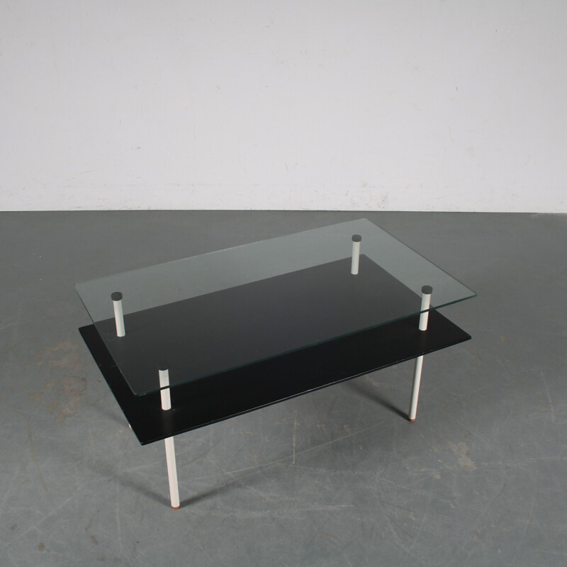 Mid century glass coffee table by De Wit, Netherlands 1950s
