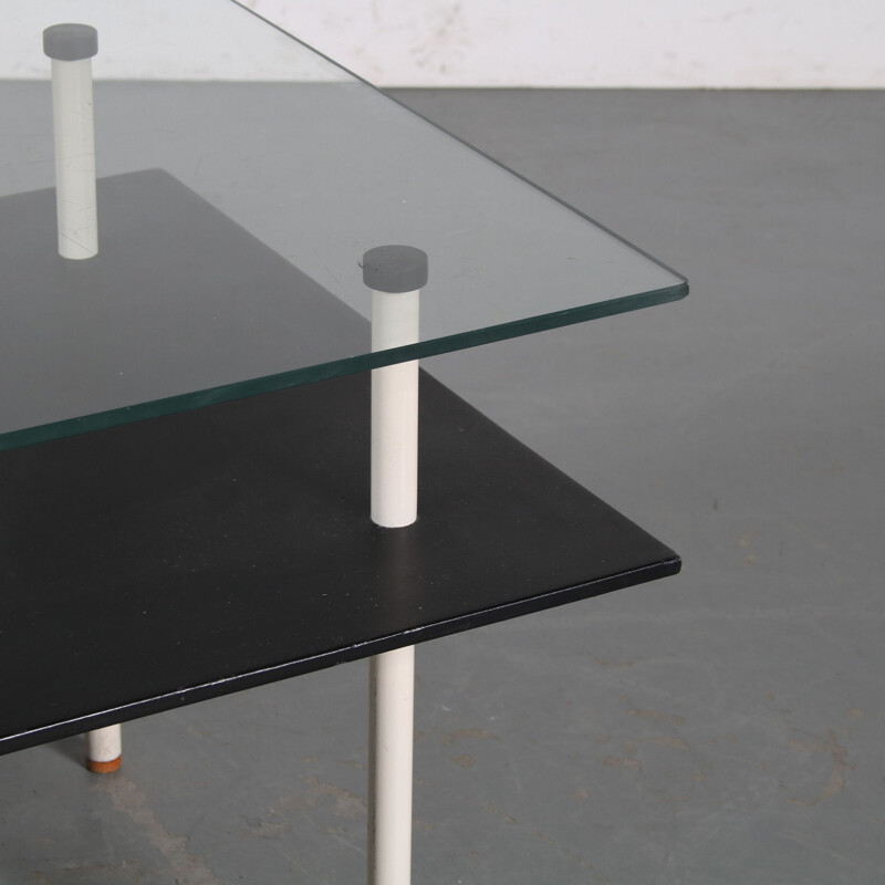 Mid century glass coffee table by De Wit, Netherlands 1950s