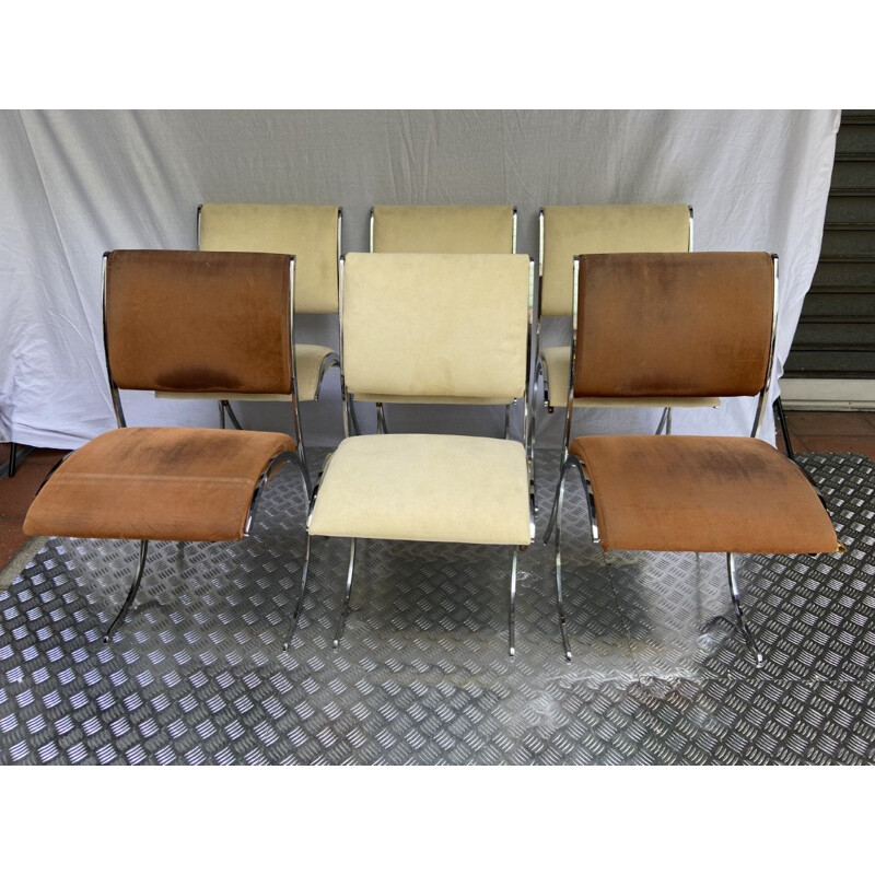 Set of 6 vintage chairs by Boris Tabacoff for Christofle, 1970