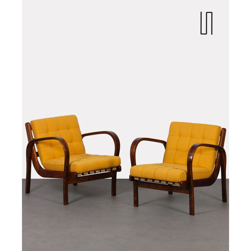 Pair of vintage armchairs by Kropacek and Kozelka, 1944