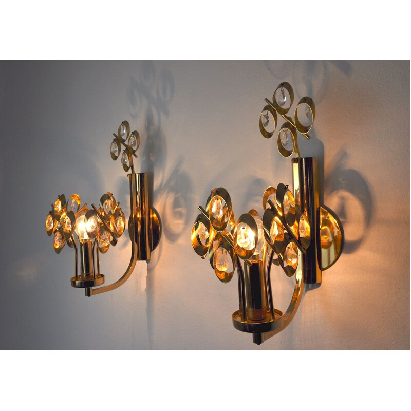 Pair of vintage Palwa wall lamps by Ernest Palm, Spain 1960