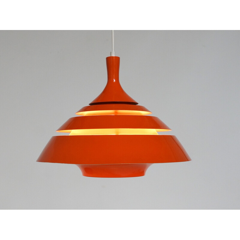 Swedish Markaryd "Blade" hanging lamp in orange metal, Hans Agne JAKOBSSON - 1960s