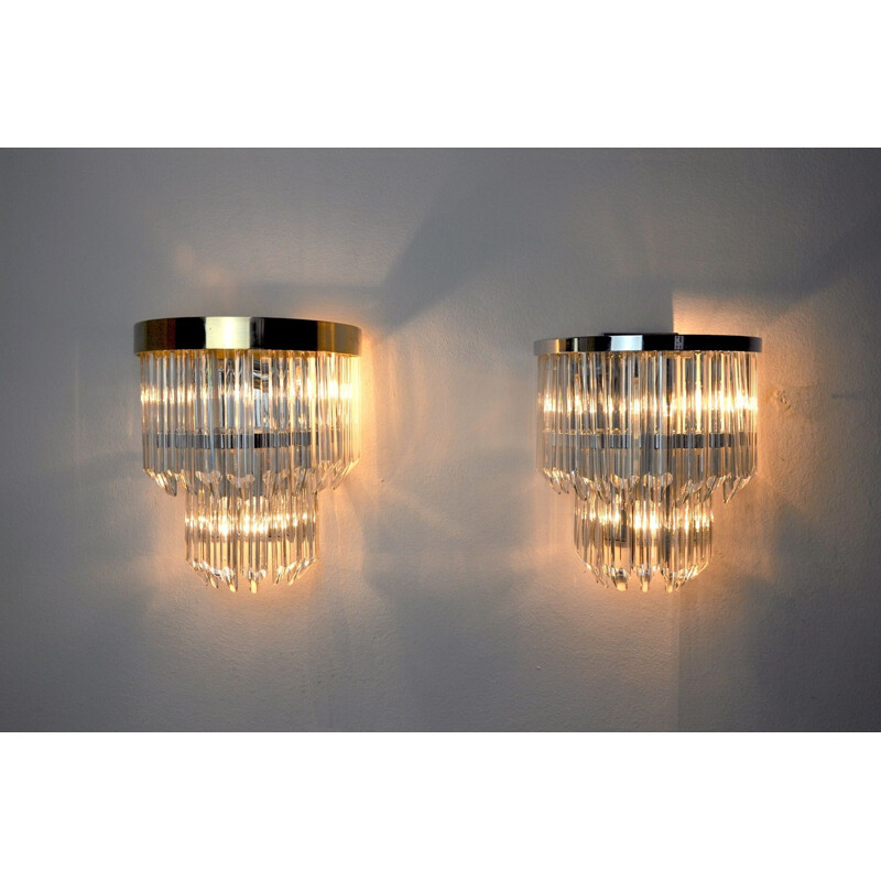 Pair of vintage wall lamps by Venini, Italy 1970