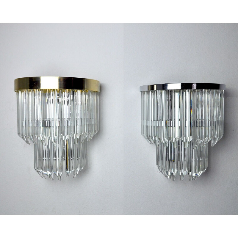 Pair of vintage wall lamps by Venini, Italy 1970