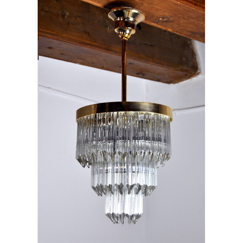 Vintage Venini 3 tier chandelier, Italy 1970