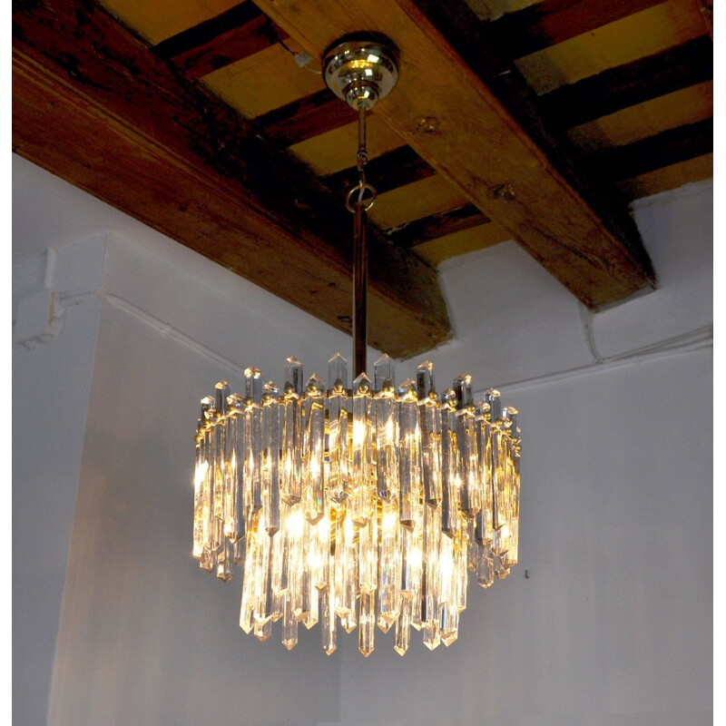 Vintage venini chandelier with 2 levels for Carmer, Italy 1970