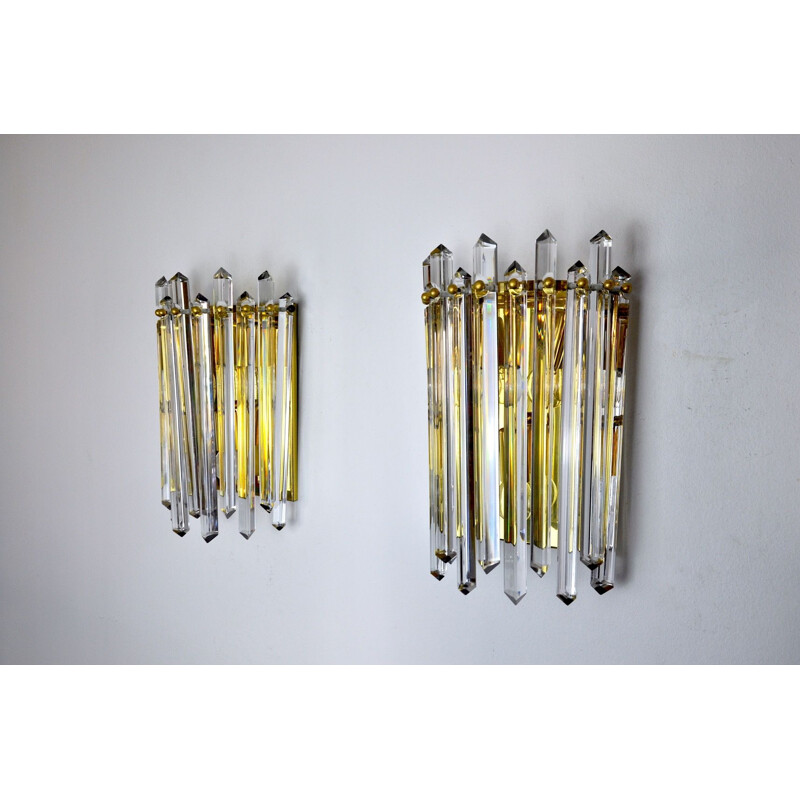 Pair of mid century Venini wall lamps for Carmer, Italy 1970