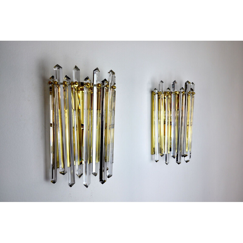 Pair of mid century Venini wall lamps for Carmer, Italy 1970