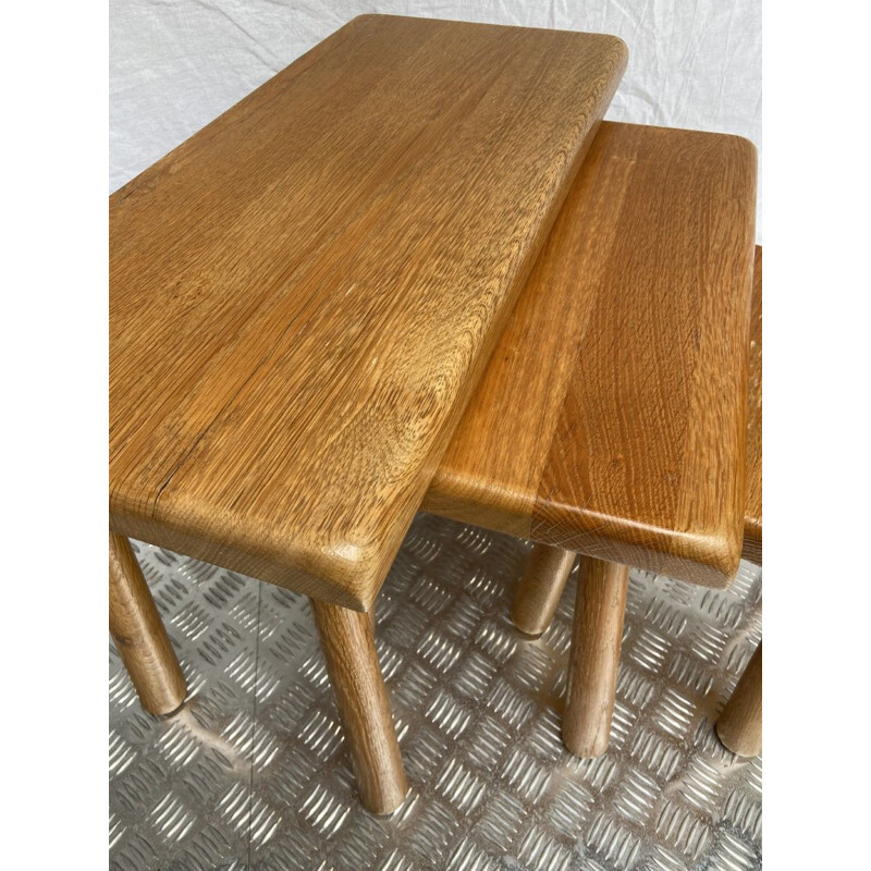 Vintage oakwood nesting tables by Meublefabriek Oisterwijk, Holland 1960