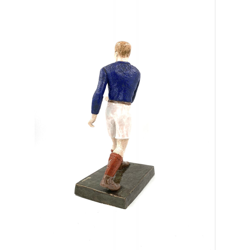 Paire de sculptures vintage les joueurs de rugby par Willy Wuilleumier pour G.A.M, France 1940