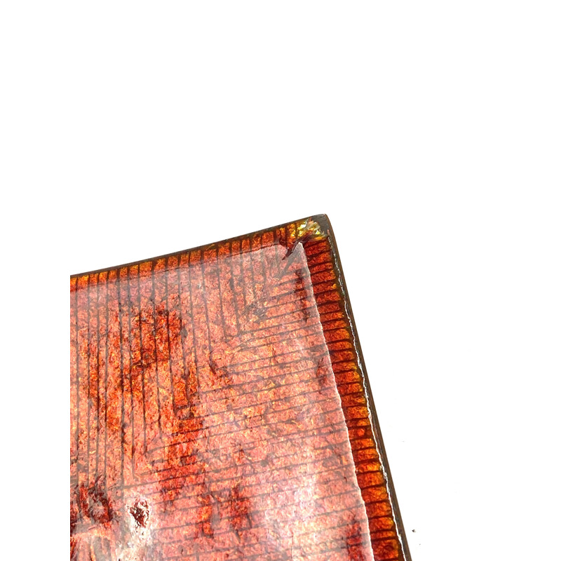Vintage-Tablett aus rot emailliertem Kupfer von Studio Del Campo, Italien 1970