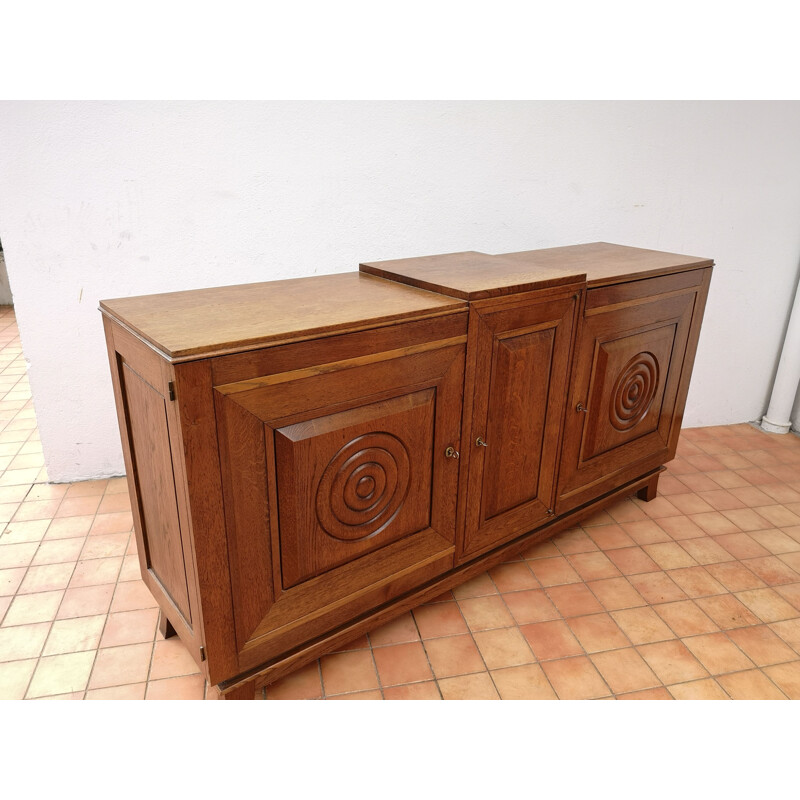 Vintage 3-door sideboard in solid oakwood, 1940