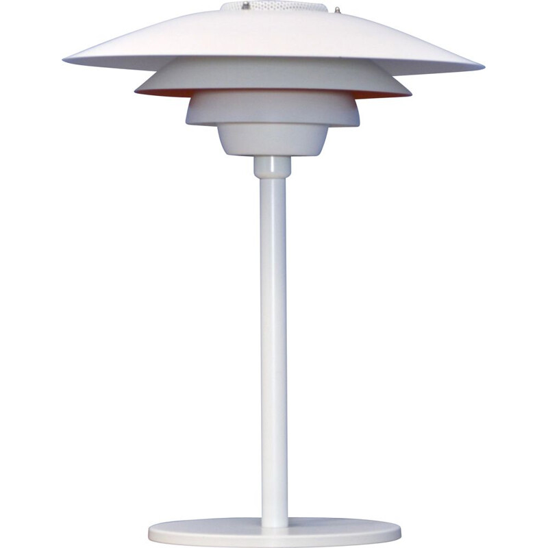 Danish vintage table lamp in white with orange terra accent by Jeka, 1980s