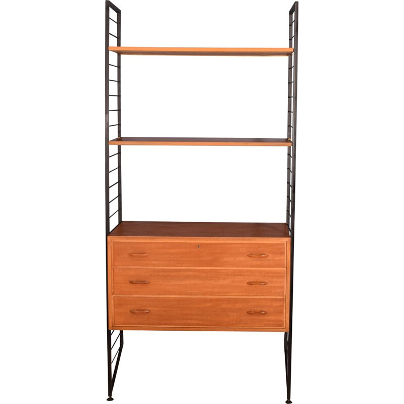 Vintage Ladderax teak shelving wall system by Robert Heal for Staples of Cricklewood, London 1960s