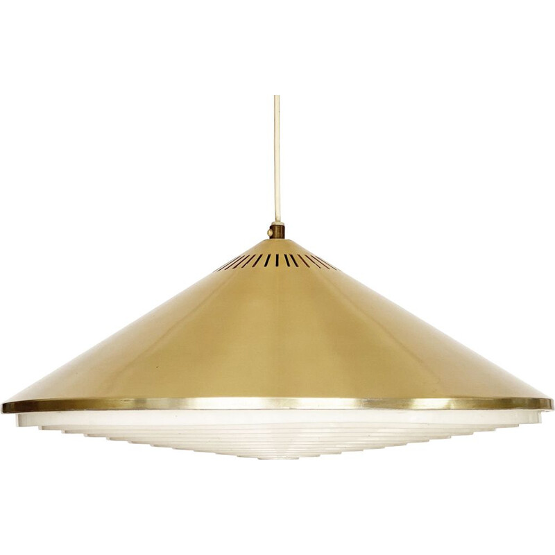 Vintage pendant lamp in golden aluminum, Sweden 1960s