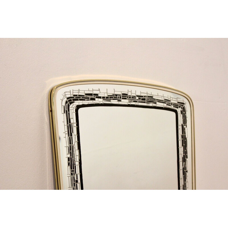 Espelho emoldurado de latão Vintage, França