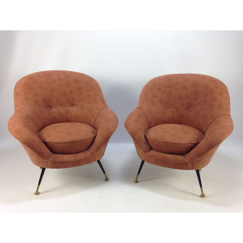 Pair of mid-century Italian armchairs, 1950s
