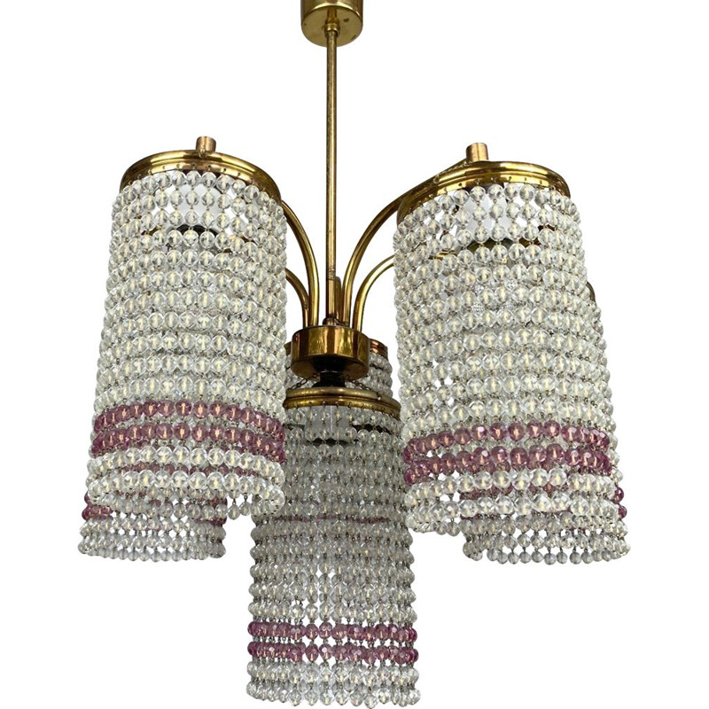 Vintage crystal chandelier, Czechoslovakia 1950