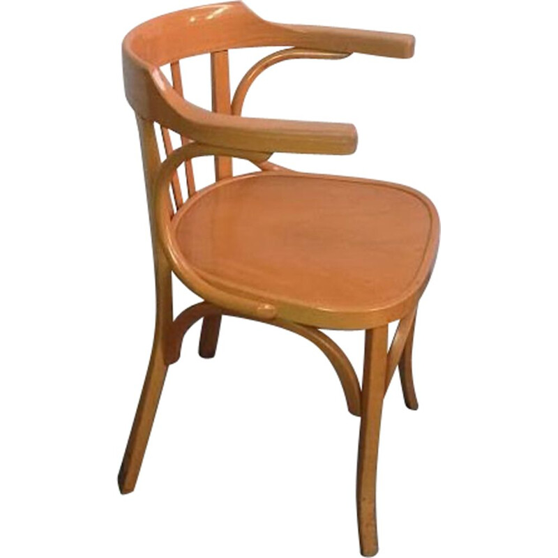 Vintage massief beuken stoel van Baumann, 1960